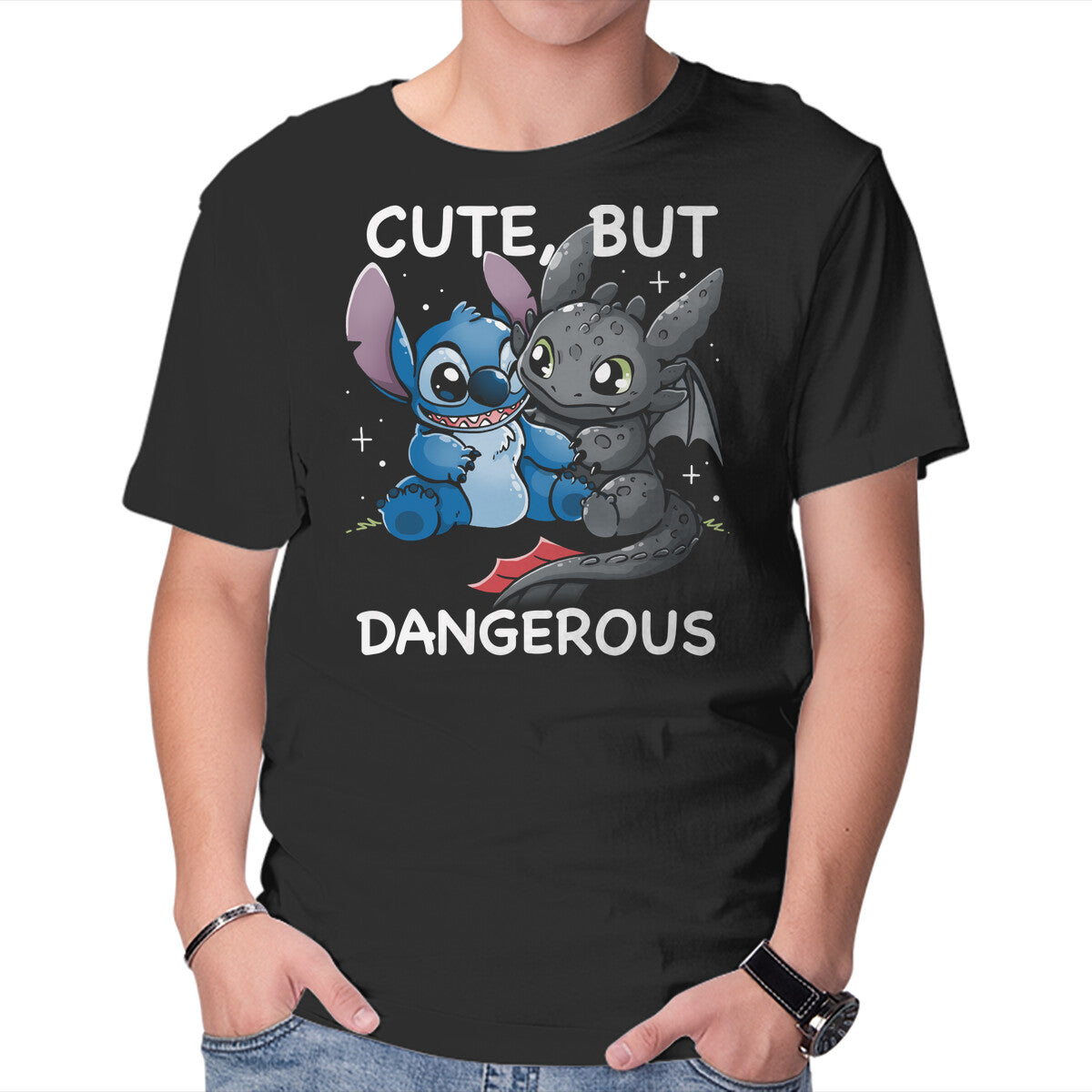 Unisex Crew Neck T-Shirt Cute But Dangerous Animals Graphic Short Sleeve Casual Tee XXXL
