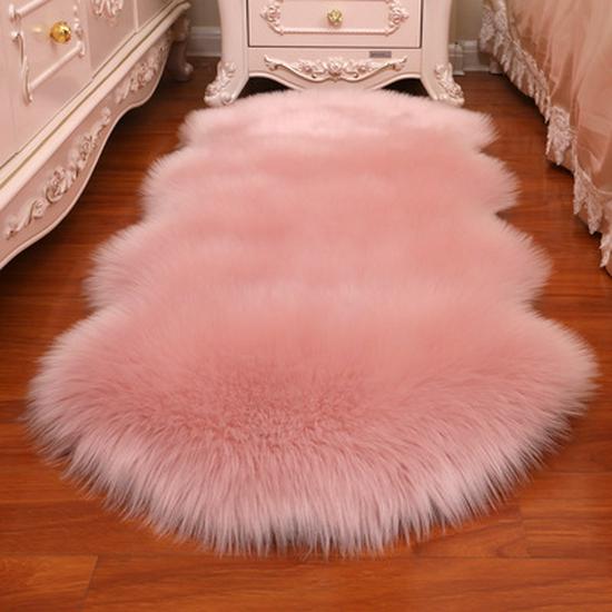 European Imitation Wool Plush Carpet - Gray and White