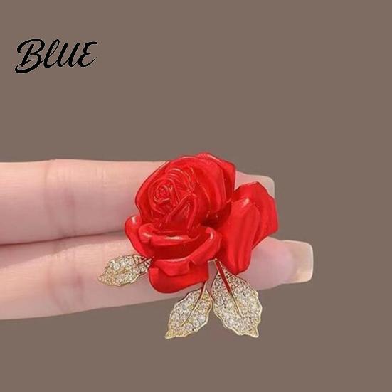 Decorative Brooch Accessory Alloy Pin Rose Flower Shape Shiny Rhinestones