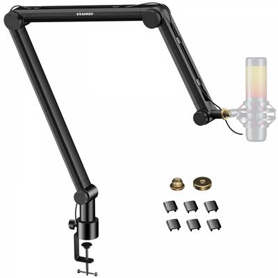 Aokeo AK-49 Microphone Arm Adjustable Compact Microphone Suspension Boom Scissor Arm Stand for Blue Yeti, Snowball iCE, HyperX Quadcast, SoloCast, Elg