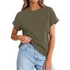 Womens  Casual Rolled Short Sleeve Basic Tees Fashion Tops
