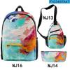 Traditional Creative Cool Genshin Impact ZhongLi 3D Design 3pcs/Set pupil Learner Bags Journey Laptop Knapsack Sling Tote Pencil Pouch