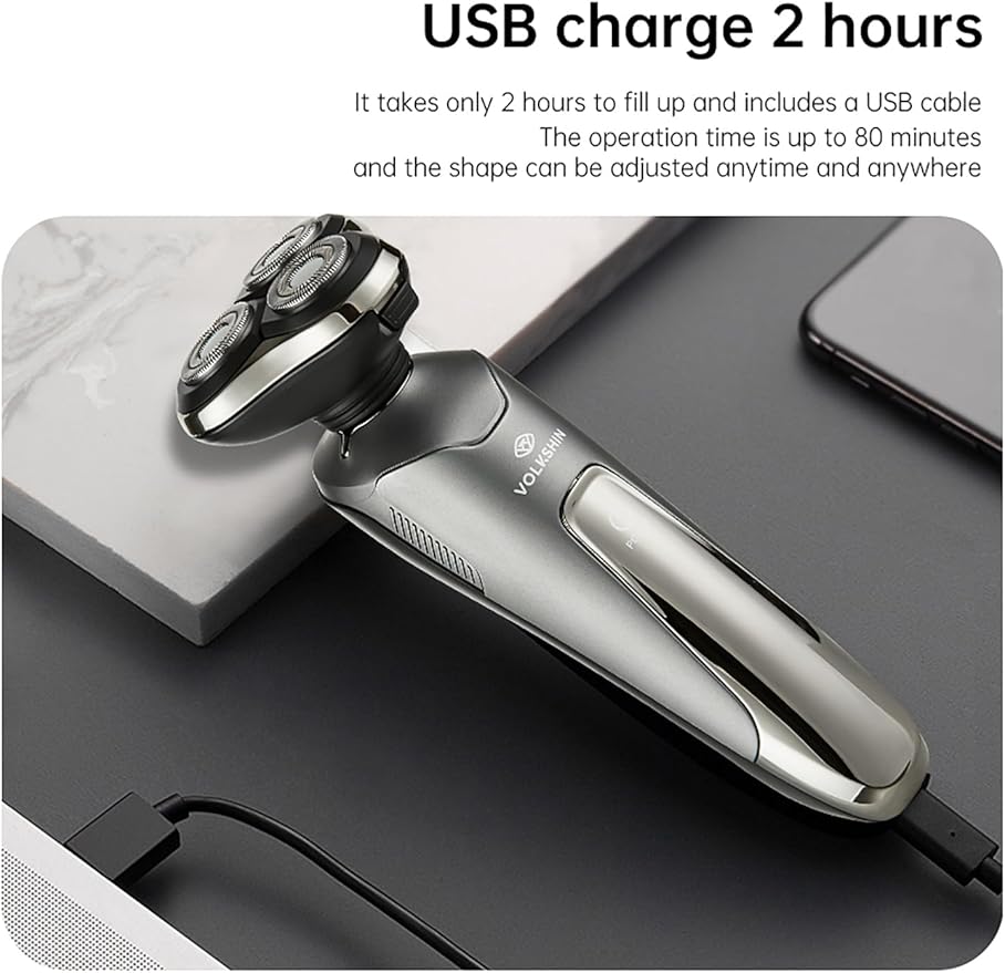 Golarka elektryczna dla mężczyzn, Męskie golarki obrotowe, Wodoodporna, Do golenia na mokro i na sucho, Akumulatorowa golarka elektryczna do twarzy męskiej, Bezprzewodowa, z pływającą głowicą.