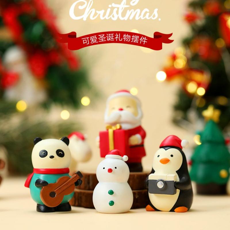 Creativity Mini Christmas, Old Man, Sleigh, Tree, Snowman, Animal, Cute Handmade Ornaments, Resin Decoration Decorative Gifts