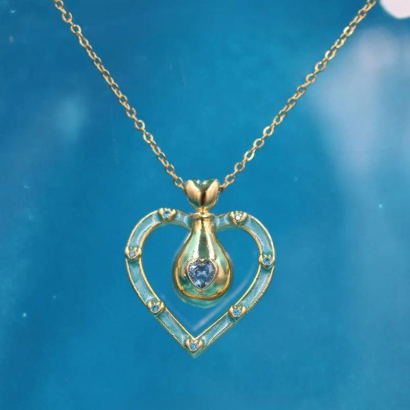 Niche Creative Color Quicksand Bottle Inlaid Zirconium Necklace Five-Pointed Star Love Fairy Tale Style Personality