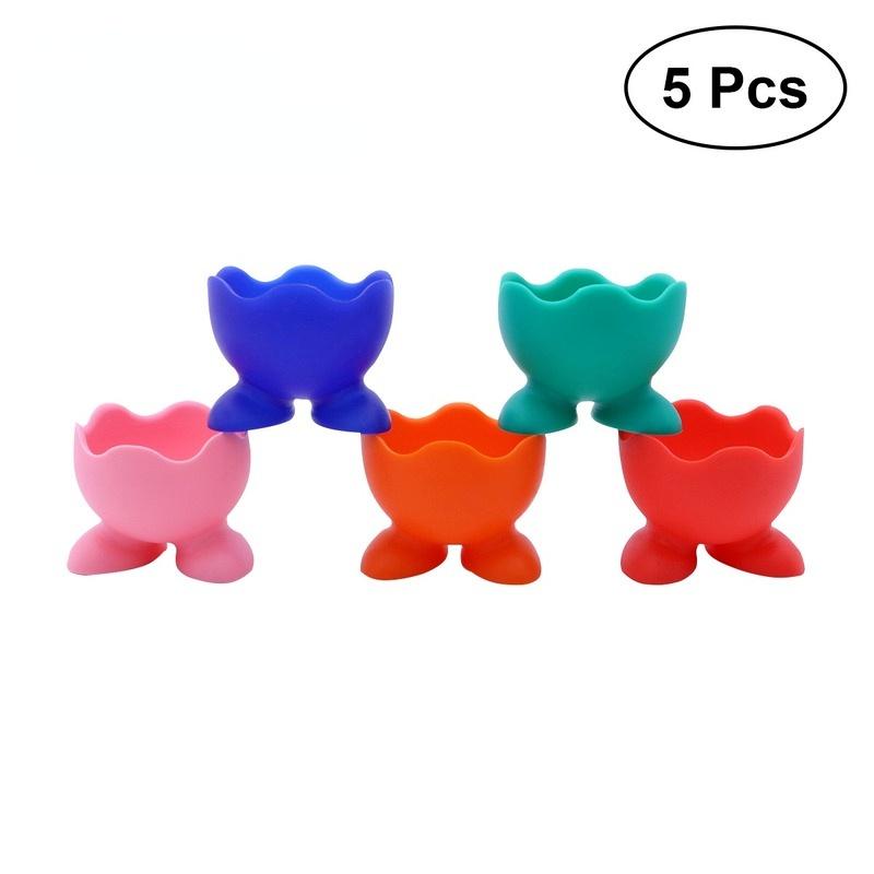 

5 Pcs Silicone Egg Cup Colorful Soft Silicone Egg Cup Boiled Egg Serving Cup Egg Tray Egg Holders Stands Kitchen Tools Gadgets