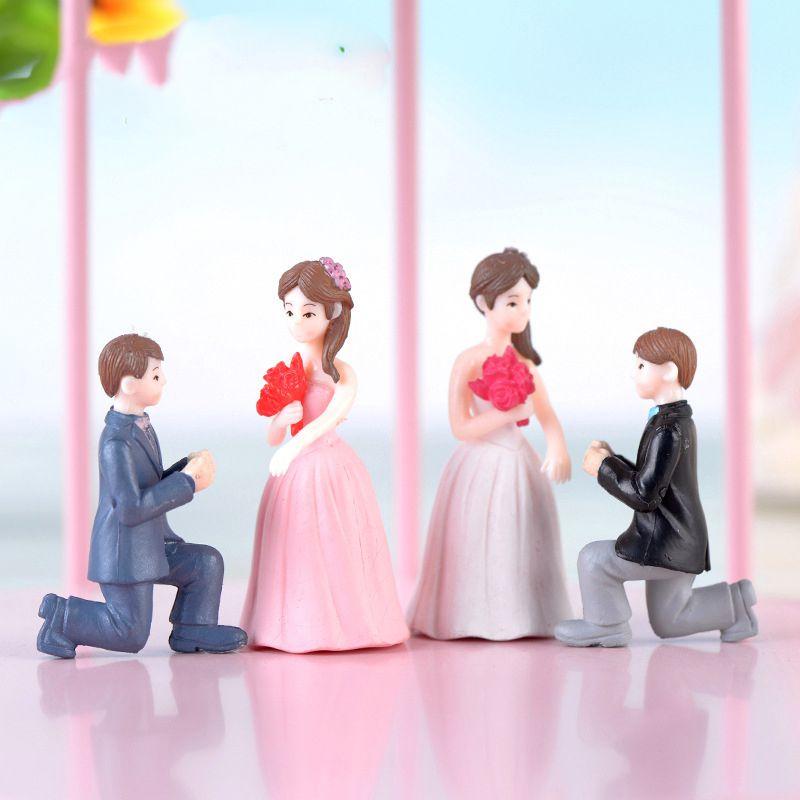Mini Marry 2pcs Me Couple Doll Marriage Small Figure Crafts Ornament Miniatures