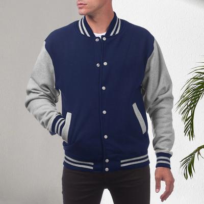 Men Baseball Jacket Stand Collar Long Sleeve Buttons Closure Patchwork Color Coat with Pockets Autumn Winter