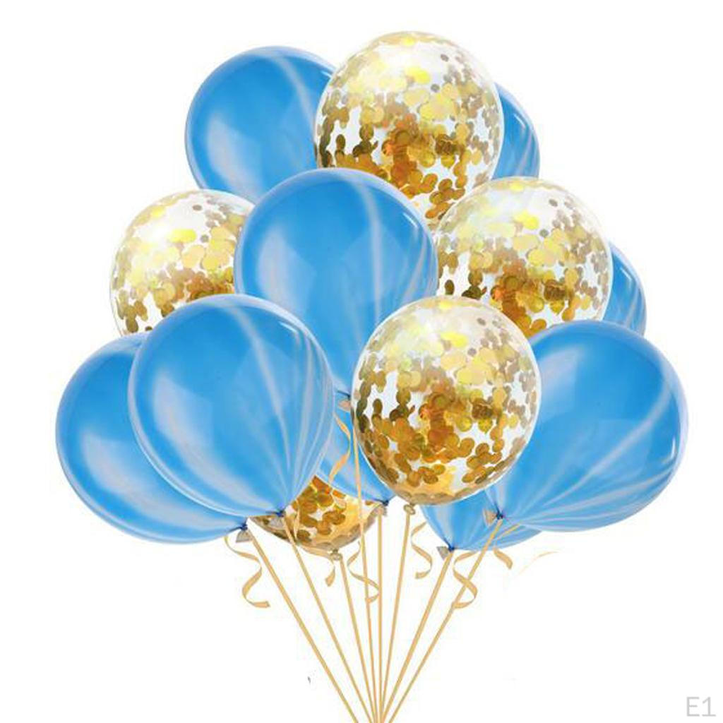 15 Quality Latex Balloons with Paillette Confetti and Ribbon Wedding Birthday Party Decor Accessory