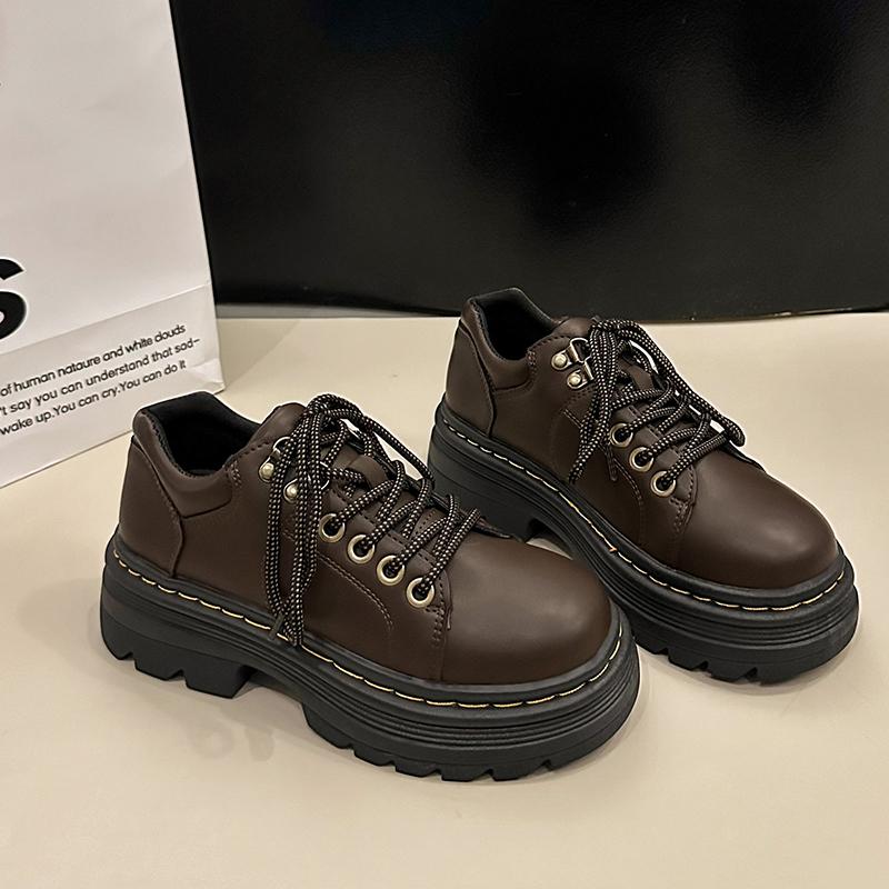 

Модные женские туфли дерби осень британский стиль женская обувь мокасины с мехом круглый носок сабо платформа повседневные кроссовки кожа осень Pr 40