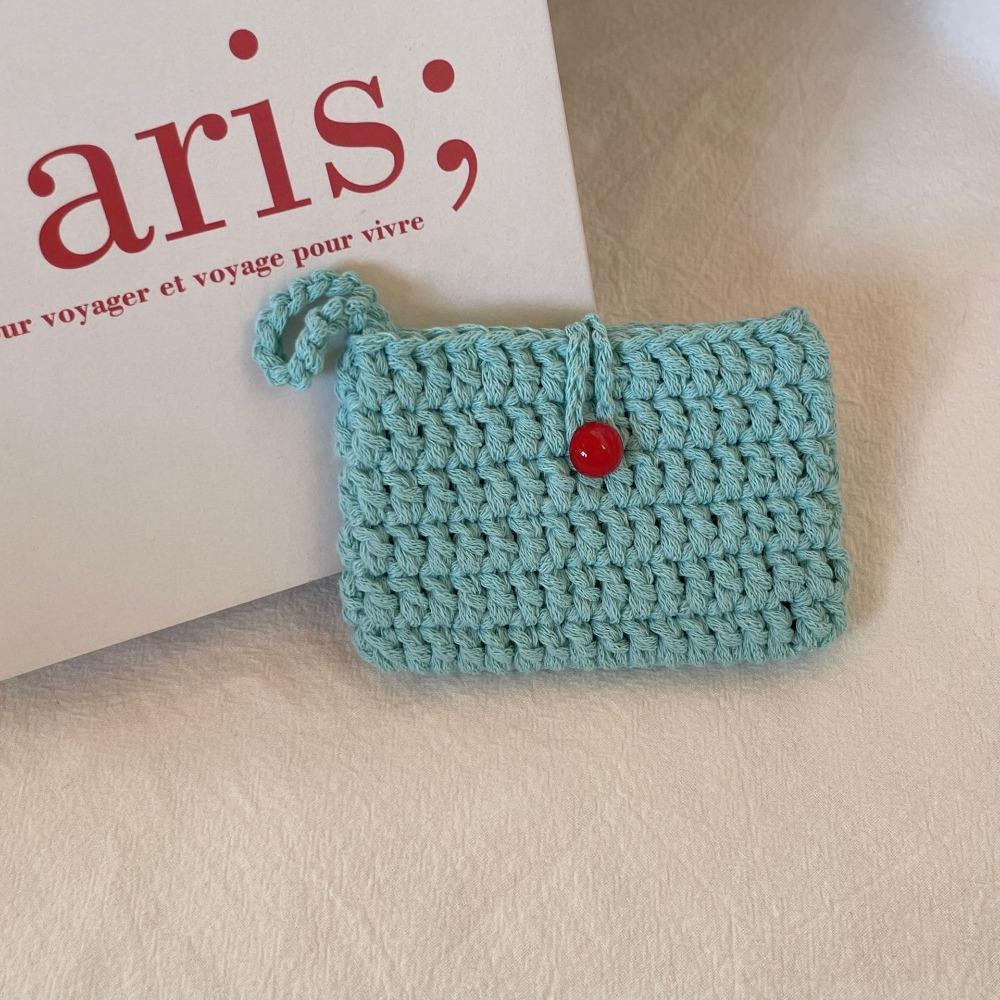 

Small Weaving Card Bag Handmade Mini Handbags Trendy Crochet Coin Purse for Ladies/Girls зелёный