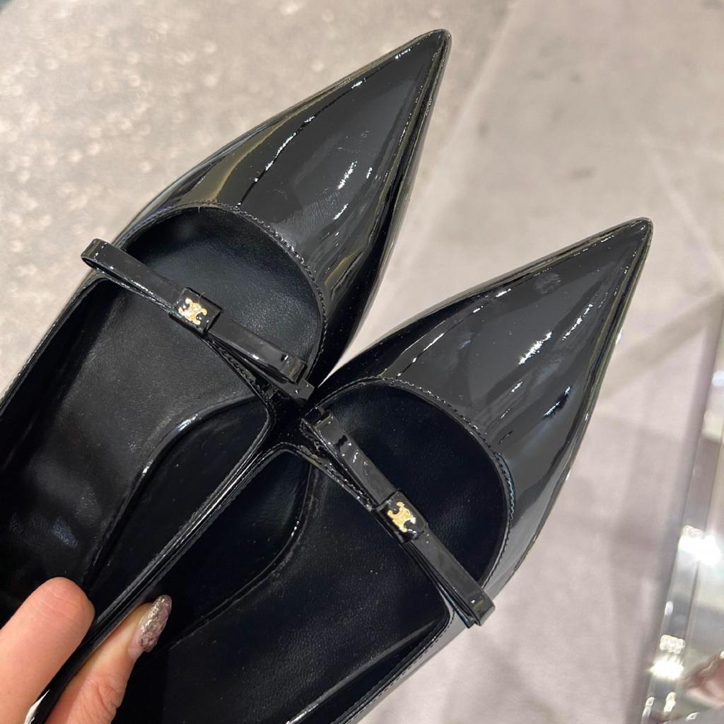 Cowhide version~ French bow leather soft-soled small single shoes women's spring ballet flats Mary Jane small leather shoes