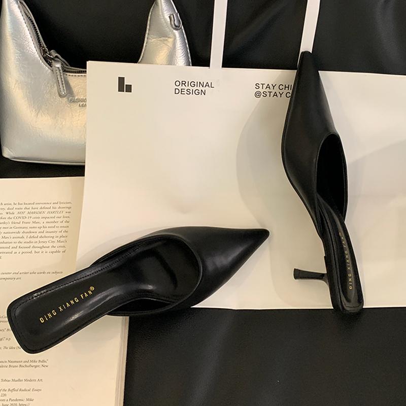 Móda SUOJIALUN 2025 Jaro Nové Dámské Pantofle Módní Špičatá Špička Nazouvací Dámské Elegantní Muly Boty Tenký Vysoký Podpatek Venkovní Šaty Klínek