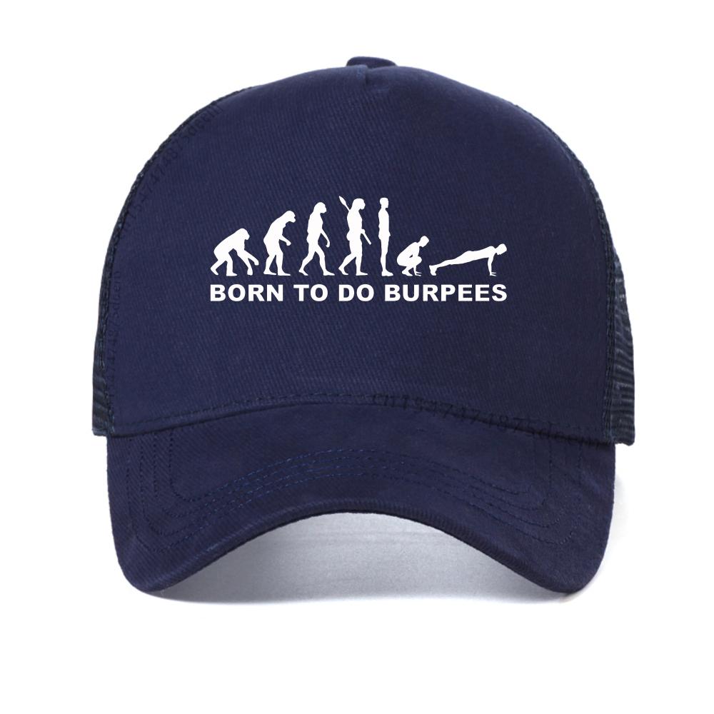 

New Fashion cap for Men Evolution Burpees Instructor Crossfit Funny T Shirt fashion casual Breathable snapback hat trucker hats Adjustable темно-синього кольору