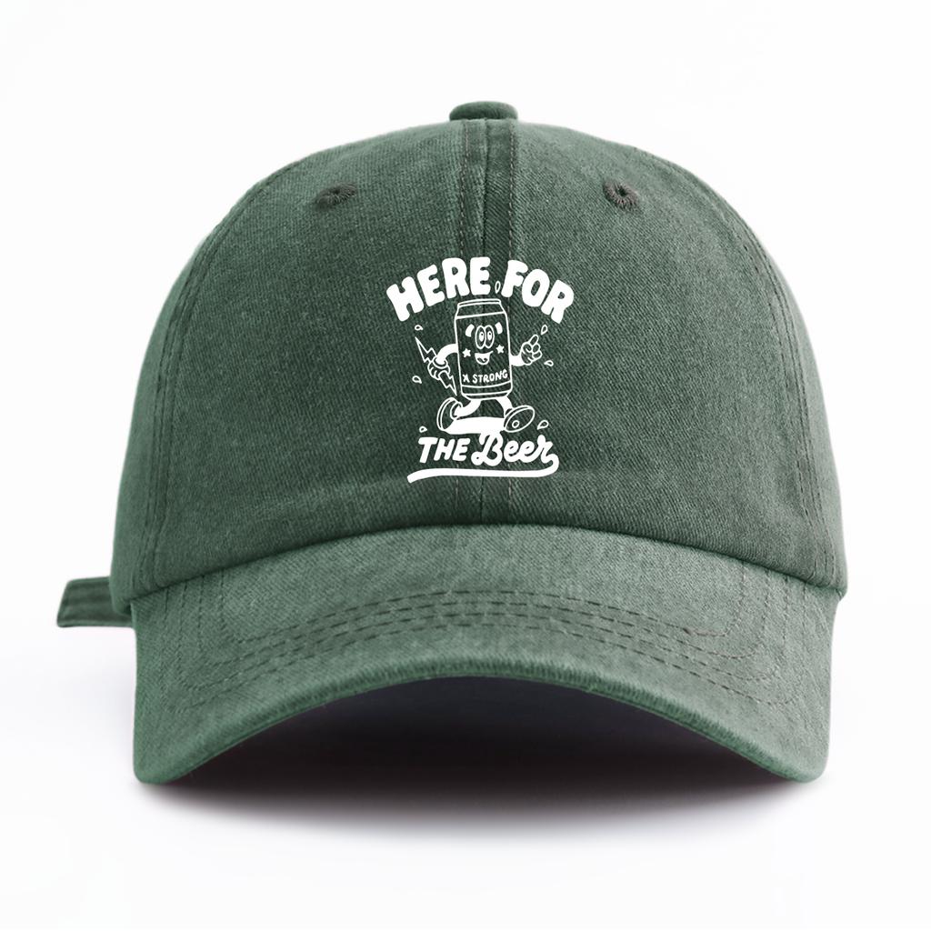 1pc THE BEER Print Washed Baseball Cap for Adults,Minimalist Retro Style Casual Soft Adjustable Dad Hat,Perfect As Gift