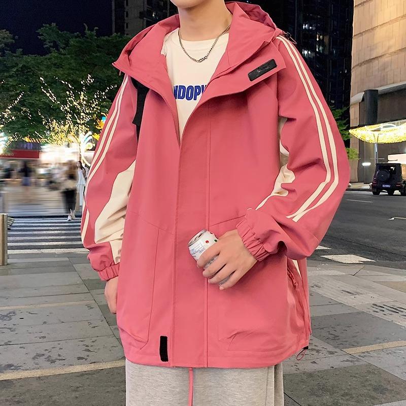 New Jacket Men's Spring and Autumn Casual Hooded American Loose Autumn Suit