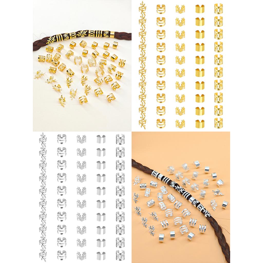 100 Stück Eleganter Goldlegierungs Haarschmuck für Zöpfe, Massiv - Vintage-inspirierte Accessoires für Männer- und Frauen-Dreadlocks