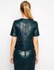 Handmade  Leather Stylish Casual Women's Top Green Party Wear Handmade Lambskin