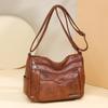 Simple PU Leather Multi Pocket Shoulder Bag