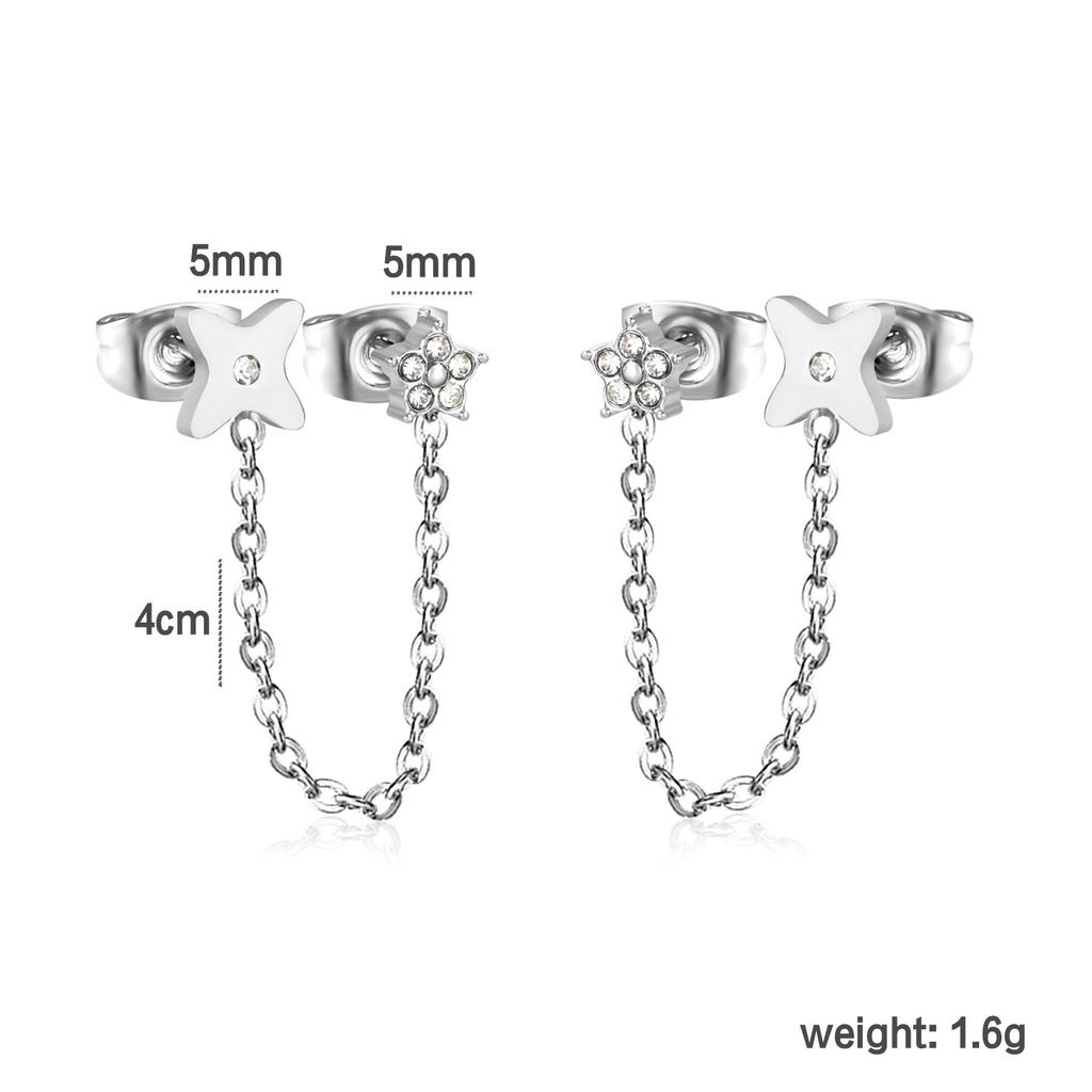 Personalized Long Heart Drip Oil Screw Ear Bone Studs Double Ear Piercing Earrings for Women