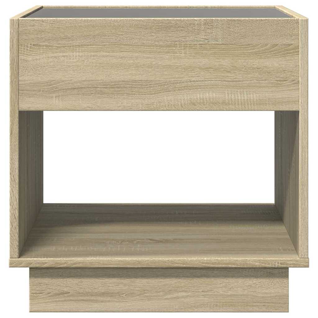 Vidaxl Stolik Nocny Z Led Infinity, Dąb Sonoma, 50X50X50 Cm