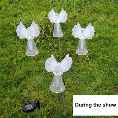 1 Set Landscape Lamp Non-Glaring Enhance Atmosphere White Color Great Lovely Angel Style Lawn Solar Stake Light for Home