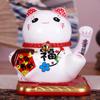 Ceramic Lucky Cat Ornament Maneki Neko Beckoning Fortune Cat Home Car Decoration Gift Wealth Waving Arm Cat Solar Powered
