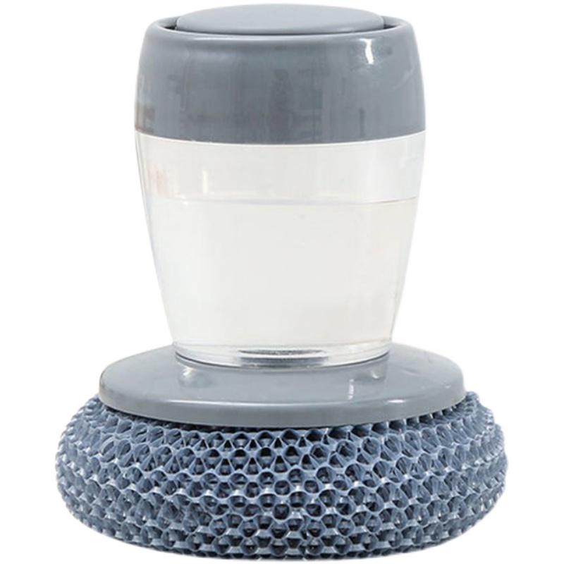 Automatic Liquid Dispensing Dishwashing Brush - Press Type for Detergent, Stain-Removing Multi-Purpose Kitchen Pot Brush