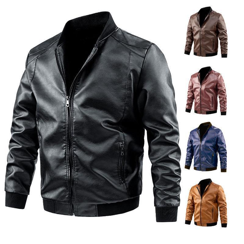 Leather jacket for men, European and American motorcycle leather jackets, trendy brand leather jackets, spring/autumn casual leather jackets, men's we