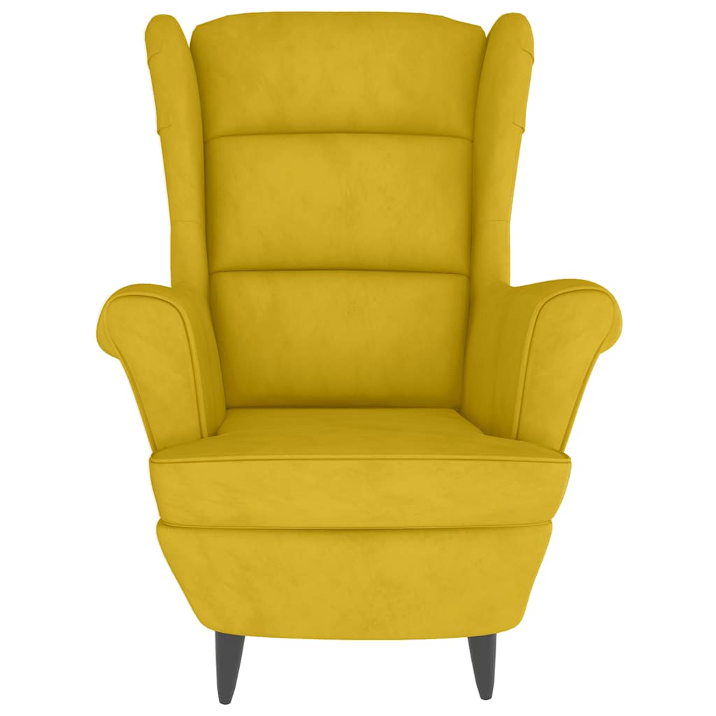 Mustard Yellow Velvet Armchair with Footstool
