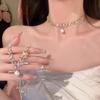 Sweet Crystal Pearl Circle Pendant Necklace for Women New Elegant Choker Chain Necklace Collar Fashion Statement Wedding Jewelry