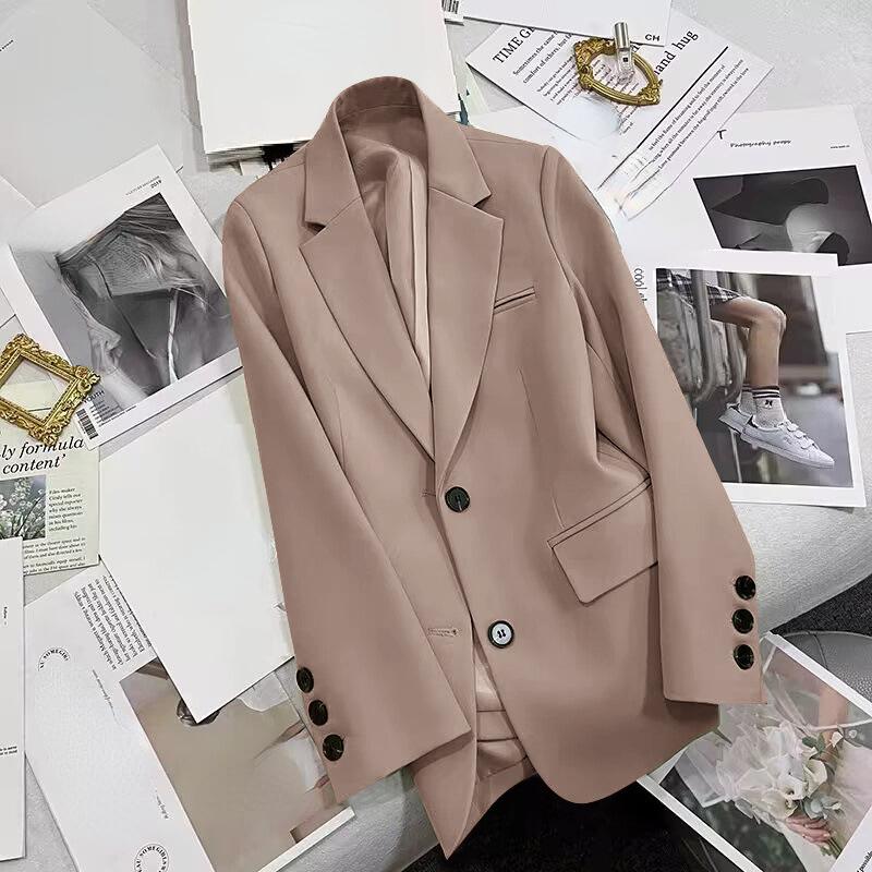 

Женский однотонный повседневный пиджак с карманами, корейский модный кардиган с длинными рукавами, разноцветные пиджаки, куртки 3XL