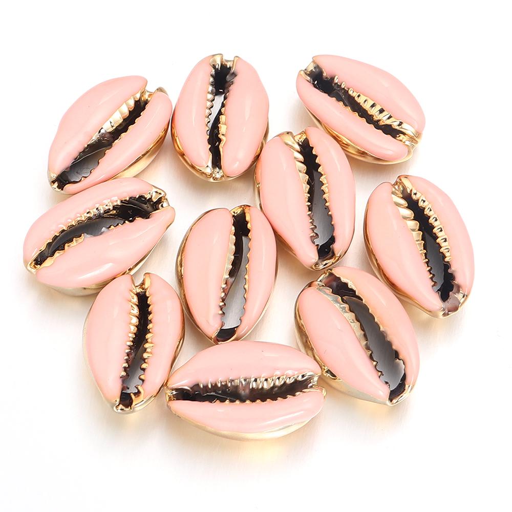 

10pcs/lot 13-20mm Plated Color Shell Beads Charm Beads Loose Spacer Beads For Jewelry Making DIY Bracelets Necklace Accessories рожевий