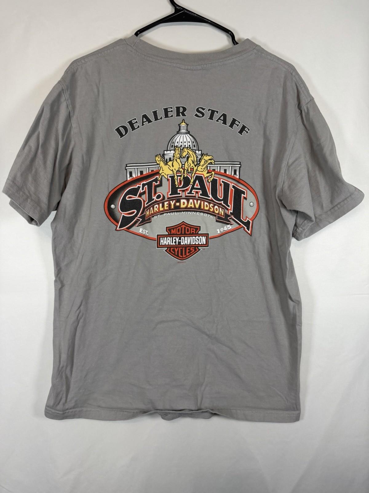 Harley Davidson St Paul, MN Dealer Staff 2005 Gray Shirt Size L Unisex T-Shirt XXXL