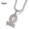 Trendy Full Diamond O BLOCK Zircon Letter Pendant Necklace Men's Simple Jewelry