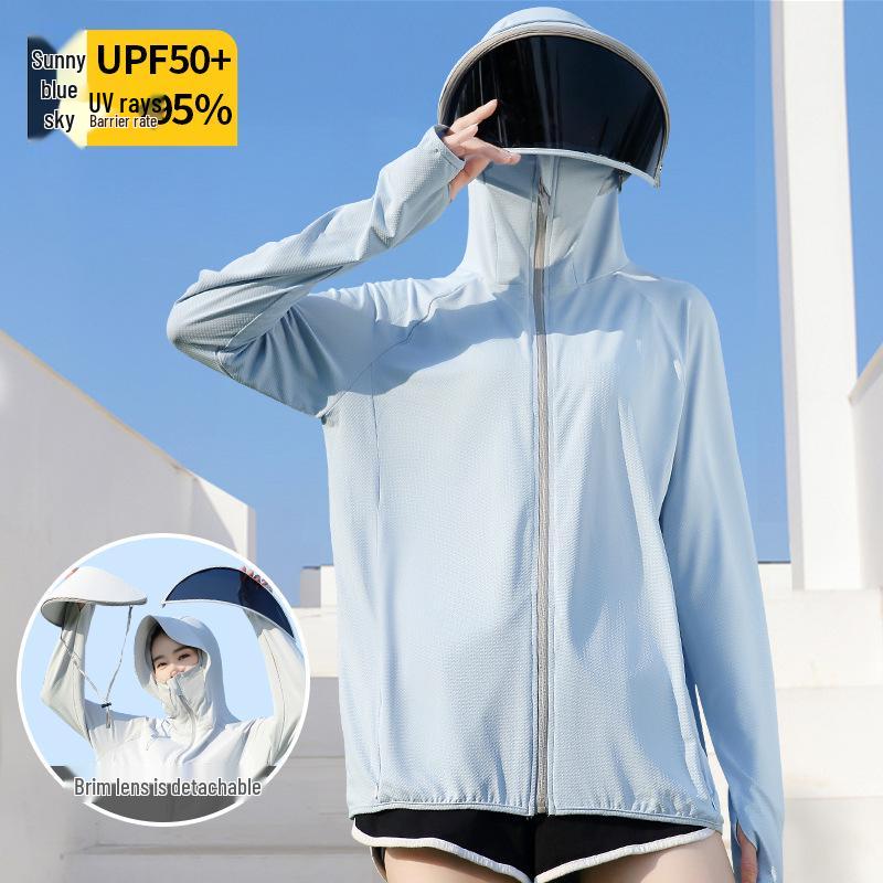 Women's UV Protection Ice Silk Sun Hoodie with Full Face and Neck Coverage