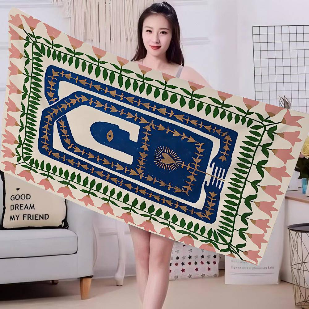 Ancient Egypt Tiger Leopard Microfiber Printed Beach Towel Mountain Climbing Yoga Beach Swimming Running Absorbent Soft Towel