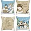 Christmas Snowman & Penguin Pillowcases: Hello Winter, Let It Snow Designs Sofa Bed Cushion Cover, New Year Home Decoration