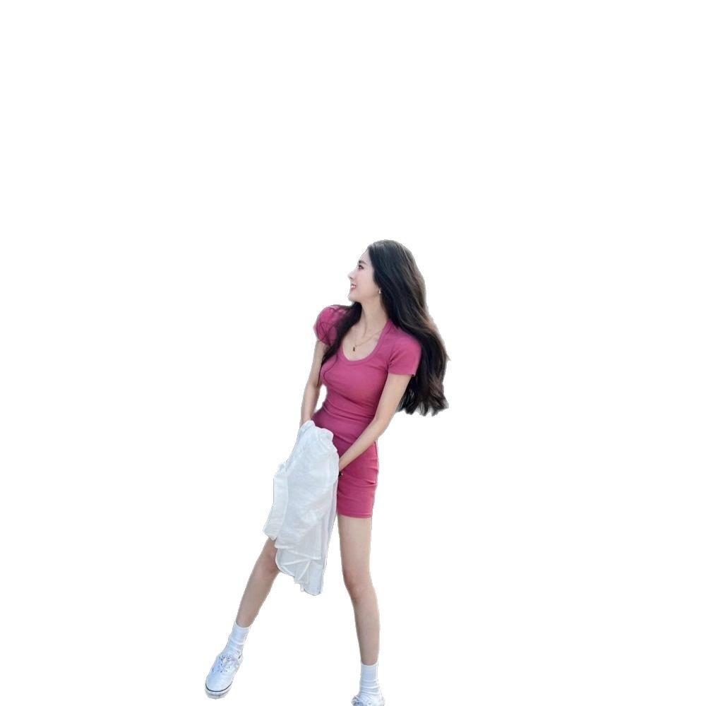 Sexy Berry Red Slimming Low-Cut Mini Dress - Waist-Cinching & Hip-Hugging Summer Fashion