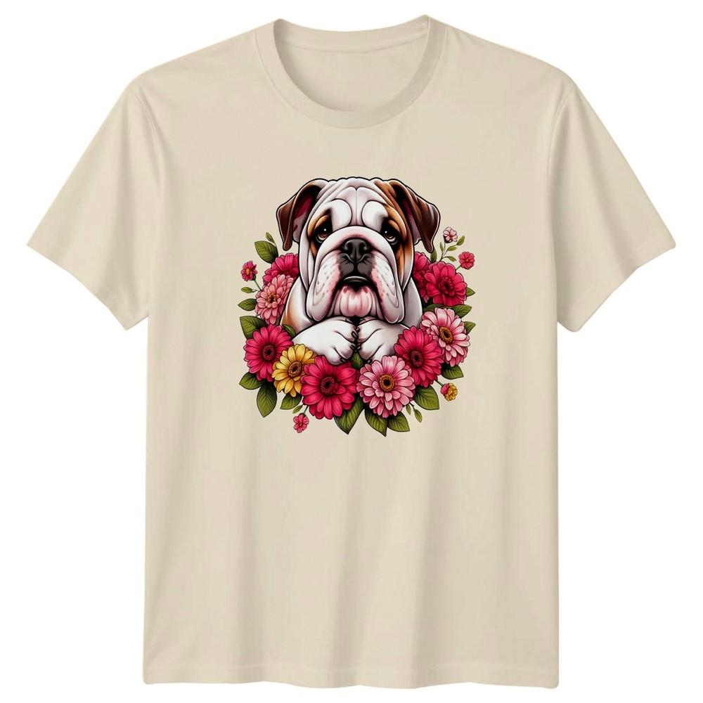 Floral Bulldog Dog Lover Life Unisexs TShirt Bulldog Flowers Pets