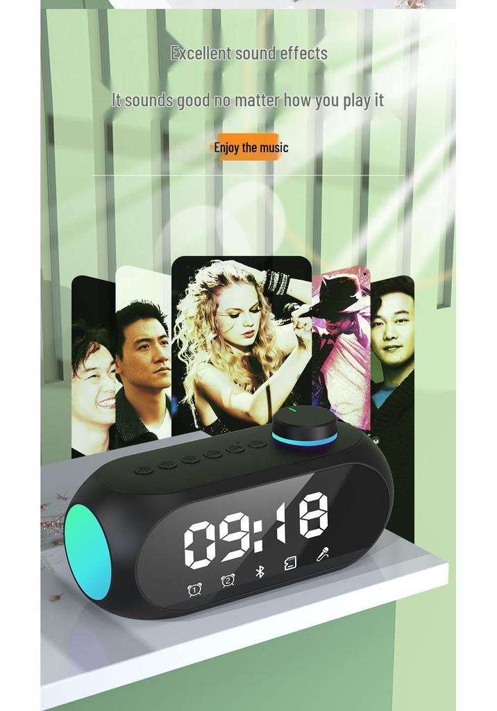 Bluetooth Mini Speaker S18: Night Light, Subwoofer, Portable Clock & Desktop Audio
