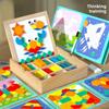 Magnetic Wooden Kids Puzzle Board Geometric Building Blocks Cognitive Skills