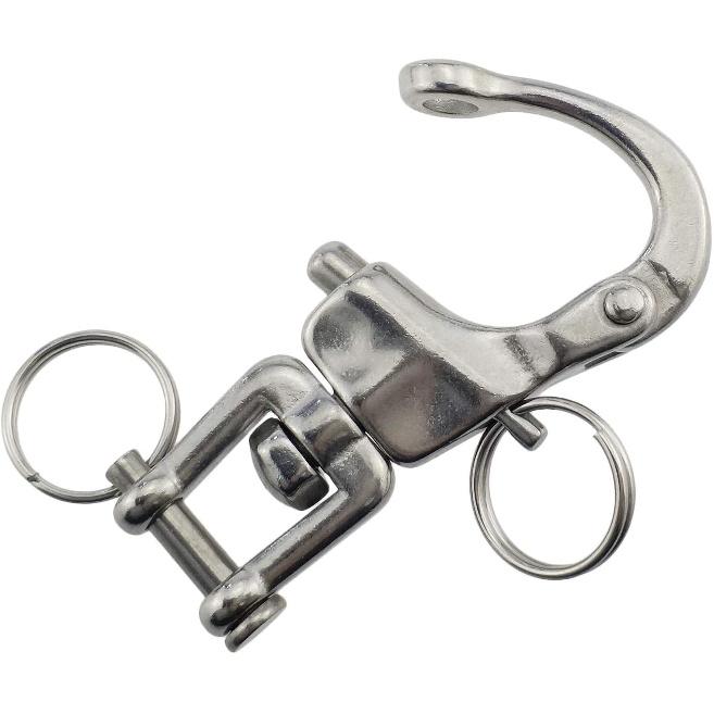 keehui Pair of 2-3/4inch Jaw Swivel Snap Shackle 316 Stainless Steel for Sailboat Spinnaker Halyard