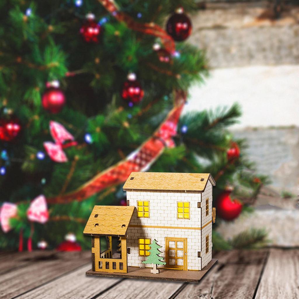 Beleuchtetes Miniaturhaus Weihnachtshütte Modell Stadtgebäude Geschenk Tiny Mockup Holz