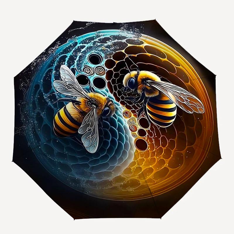 Bee Yin-Yang- Automatic umbrella,Suitable for Men and Women, Outdoor Accessories, Suitable for Birthdays 1015b