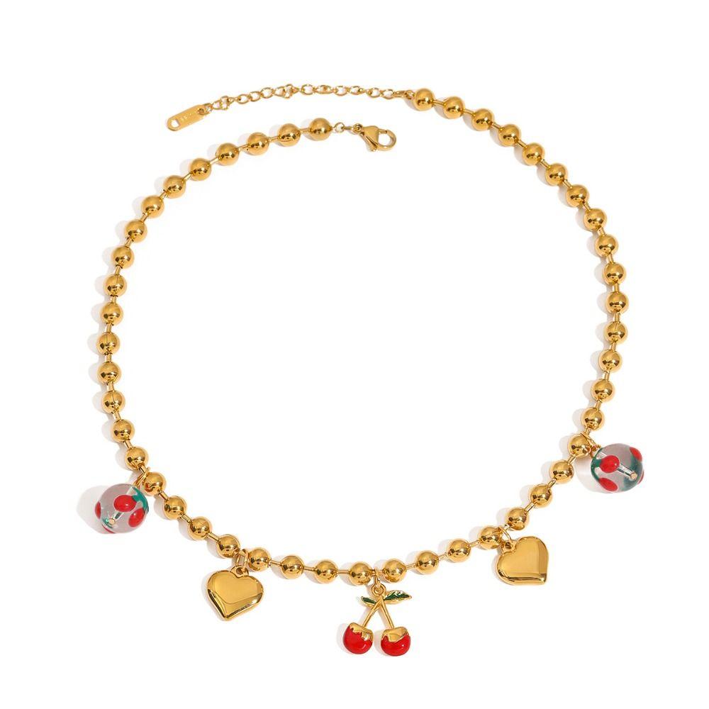 Loveheart Cherry Bracelet Retro European Style Love Chain Choker Strawberry Necklace  Travel