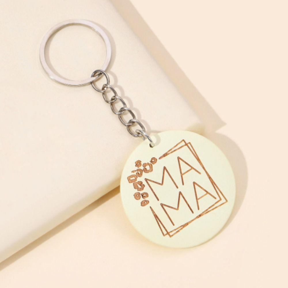 

Автомобильный брелок для ключей MAMA MAMA с гравировкой, круглая карта, деревянный автомобильный брелок MAMA, креативный подарок