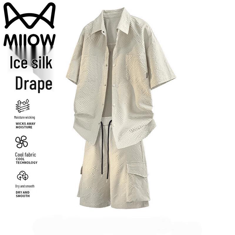 MiiOW Men s Summer Short-Sleeve Shirt & Shorts Set XL