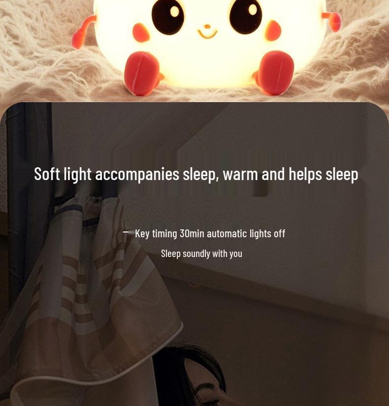 Erdbeer-Silikon-Nachtlicht - Berührungsempfindlich & Zeitgesteuert zur Unterstützung des Schlafs