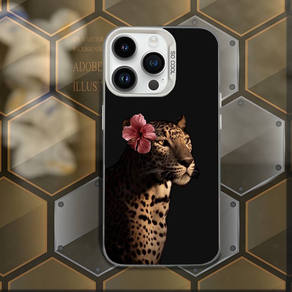 Luxury fashion leopard print Phone Case For iPhone 16,15,14,13,12,11,Mini,Pro,E,MAX White Candy Matte Shockproof Cover